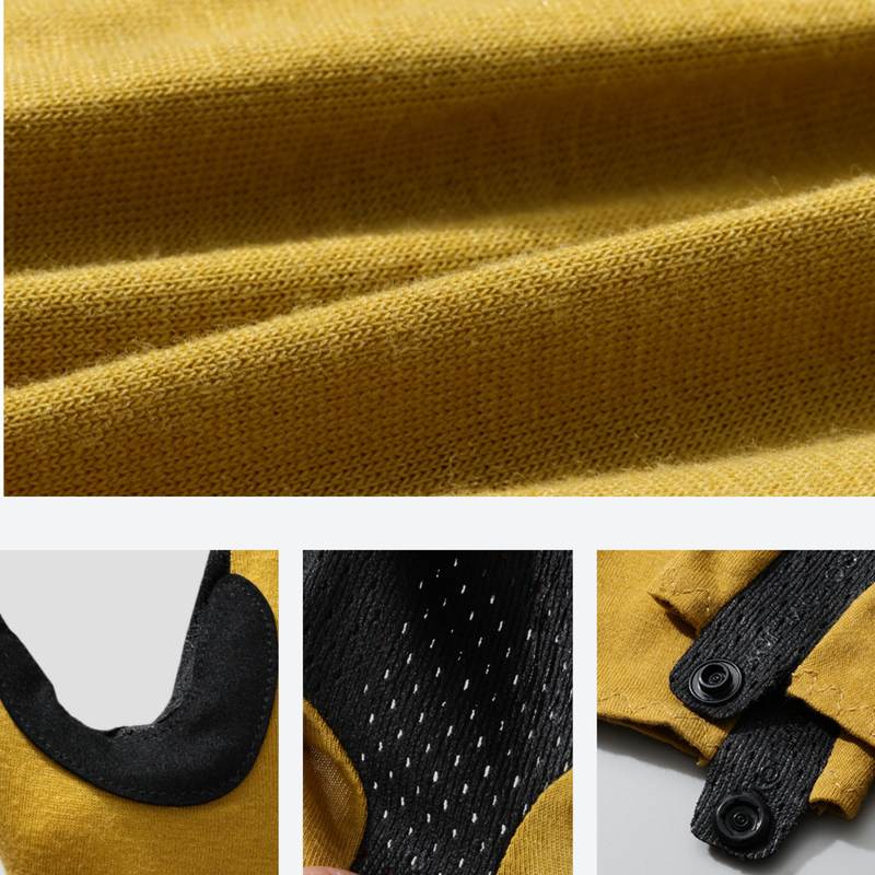 Merino wool hiking gloves breathable touchscreen - mustard merino wool fabric, for camping and outdoor weekends