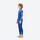 Kids' merino wool base layer suit - blue kids merino wool base layer suit, side standing view, for layering under ski wear