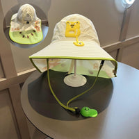 
                  
                    Foldable kids sun hat with cartoon neck flap - beige and lime kids sun hat with neck flap, for travel and city walks
                  
                