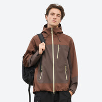 
                  
                    Unisex waterproof 3L 3-in-1 hardshell jacket - brown gray colorblock jacket, for cold-weather outdoor wear
                  
                