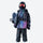 Kids waterproof 2L print snow anorak and pants - navy print kids set, for cold-weather winter sports