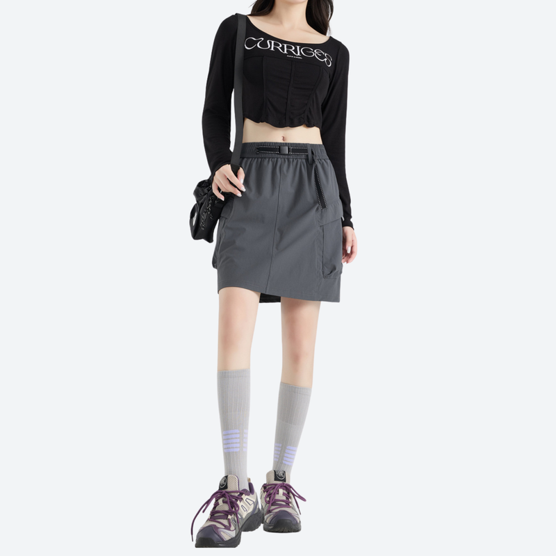 Women's cargo skort with built-in shorts - gray cargo skort with built-in shorts, for warm-weather trekking