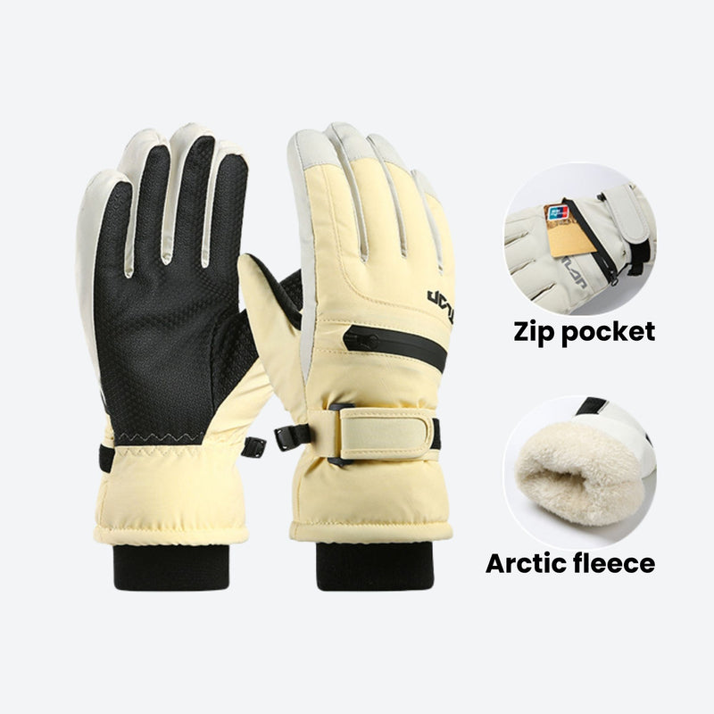 Kids' waterproof snow gloves with zip pocket - kids snow gloves with zip pocket, for skiing and snowboarding