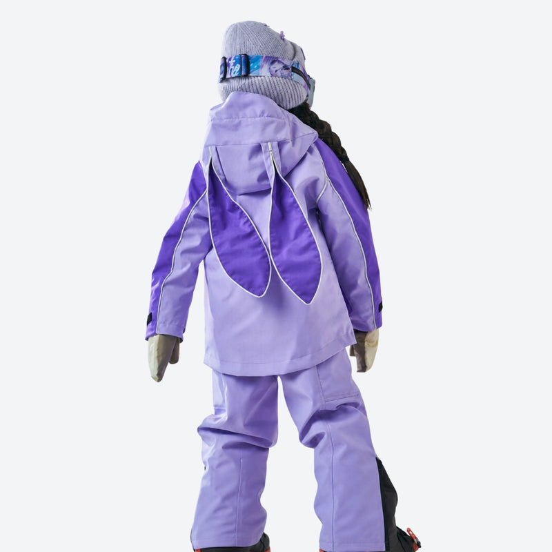 Kids breathable 2-layer ski set with reflective strips - lavender kids set, for kids skiing and snowboarding
