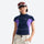 Women's slimming-panel half-zip trail tee - navy purple quick-dry tee with slimming panels, for sunny-weather trekking