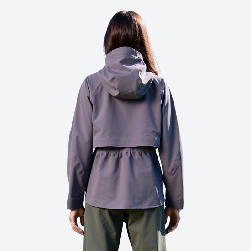 Women's waterproof 3L hardshell hiking jacket - gray purple hardshell jacket, for cold-weather outdoor wear