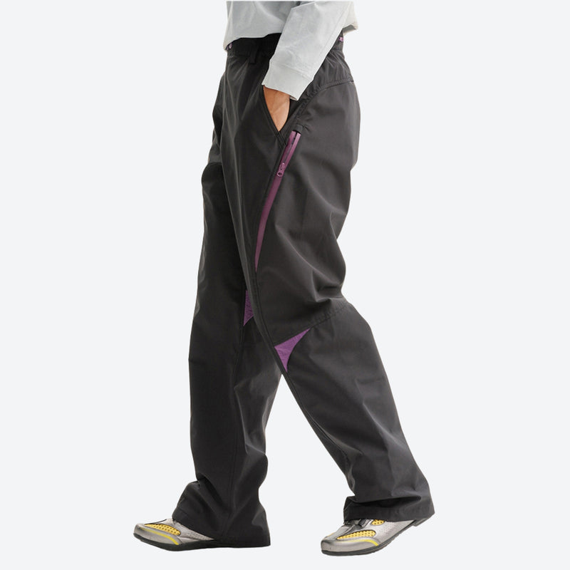 Unisex water-repellent cargo hiking pants - black cargo hiking pants with purple accents, for camping and outdoor weekends