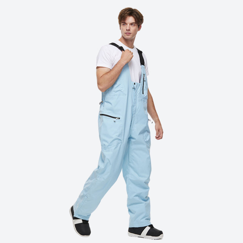 Unisex snowboard jacket and bibs set - ice blue bib pants, for resort and backcountry days
