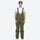 Unisex waterproof 2L snow jacket and bib pants - olive green bib pants, on-model front view, for powder and piste riding