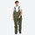 Breathable 2-layer colorblock ski jacket with suspender bibs - olive green bib pants, for cold-weather winter sports