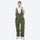 Breathable 2-layer colorblock ski jacket with suspender bibs - olive green bib pants, for powder and piste riding