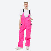 
                  
                    Unisex waterproof 2L snow jacket and bib pants - rose pink bib pants, on-model front view, for skiing and snowboarding
                  
                