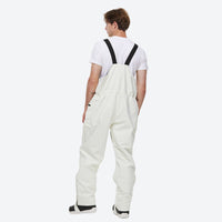 
                  
                    Unisex snowboard jacket and bibs set - white bib pants, on-model back view, for powder and piste riding
                  
                