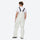Unisex snowboard jacket and bibs set - white bib pants, on-model back view, for powder and piste riding