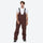 Unisex snowboard jacket and bibs set - coffee brown bib pants, on-model front view, for powder and piste riding