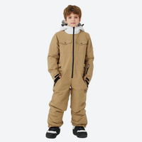 
                  
                    Kids waterproof 2L one-piece snow suit - tan kids one-piece snow suit, on-model front view, for snow play and winter commute
                  
                