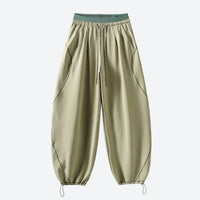 
                  
                    Breathable knit trail pants with cuffed hem - olive green knit cargo pants, front product view, for hiking and trail walking
                  
                