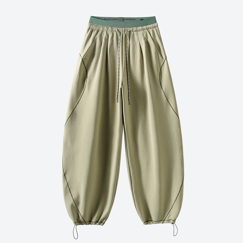 Breathable knit trail pants with cuffed hem - olive green knit cargo pants, front product view, for hiking and trail walking