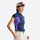 Women's breathable sun-protection tee for outdoor - navy purple quick-dry tee with slimming panels, side view with cap