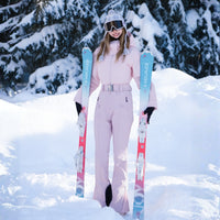 
                  
                    Women's breathable 3-layer jumpsuit ski suit - pink one-piece snow suit, for resort and backcountry days
                  
                