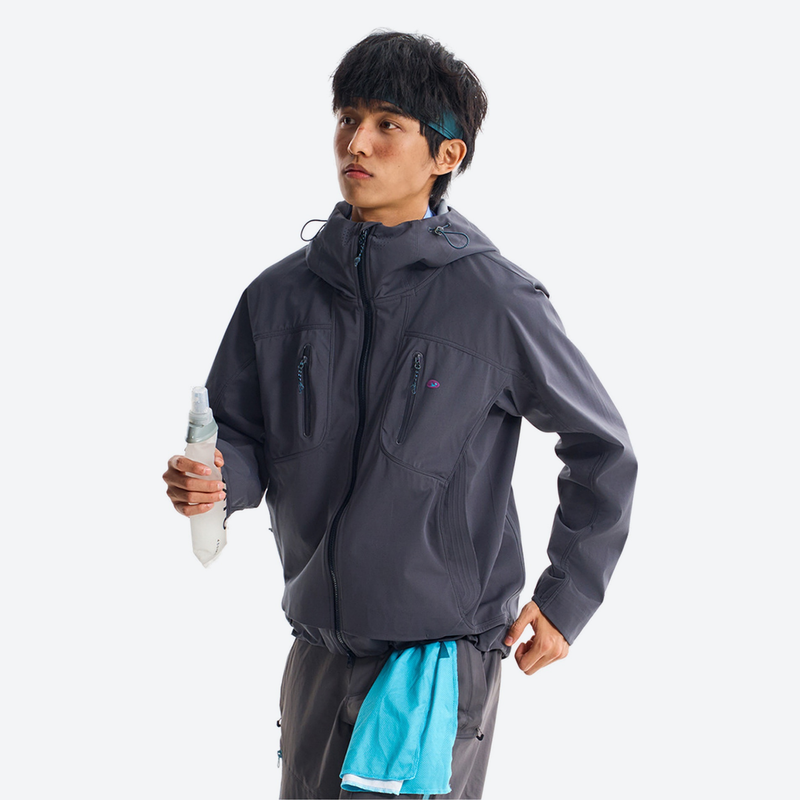 Unisex lightweight softshell rain jacket for outdoor - gray softshell jacket, for travel and daily commute