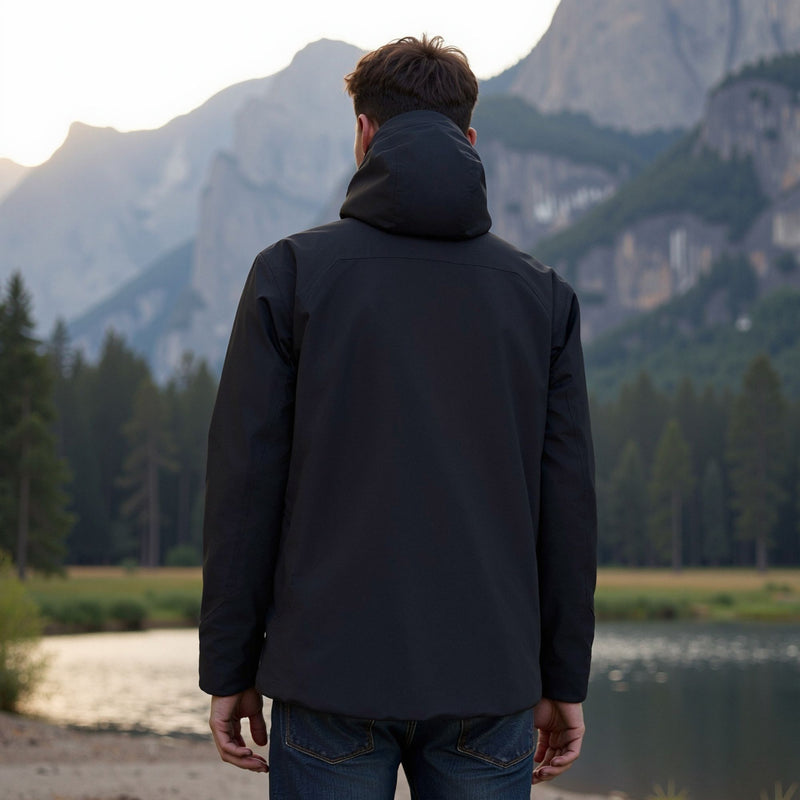 Breathable Toray waterproof softshell ski jacket - black softshell jacket, B by lake, for skiing and snowboarding