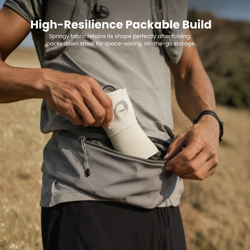 Ultralight packable running cap with reflectivity - featherlight running cap stuffed into pocket on men