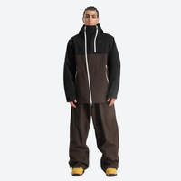 
                  
                    Men's breathable 2L snowboard jacket and pants - black and coffee brown colorblock, for skiing and snowboarding
                  
                