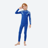 
                  
                    Kids' soft merino wool baselayer for cold days - blue kids merino wool base layer suit, for kids outdoor sports
                  
                