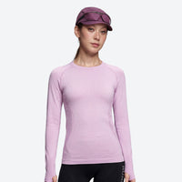 
                  
                    Soft merino wool baselayer with temperature control - lavender merino wool baselayer long-sleeve on women
                  
                