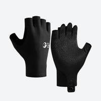 
                  
                    Merino wool full finger and half finger hiking gloves - merino wool half finger hiking gloves pair, black pair view
                  
                