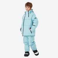 
                  
                    Kids breathable 2-layer ski suit with cargo pockets - ice blue kids jacket with ice blue pants, for family resort trips
                  
                