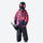 Kids print snowboard anorak with bib pants - red print kids set, for family resort trips