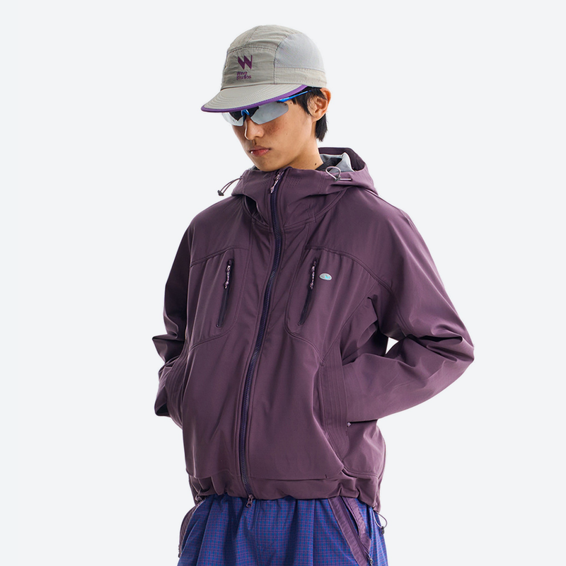 Unisex waterproof softshell jacket with antimicrobial lining - purple softshell jacket, for cold-weather outdoor wear