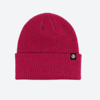 
                  
                    Cuffed wool beanie in many colors - magenta wool snow beanie, front product view, for winter mountain trips
                  
                