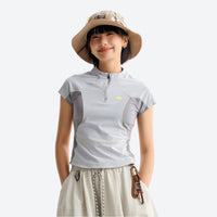 
                  
                    Women's quick-dry tee with UV protection - gray quick-dry tee with slimming panels, for tennis and racket sports
                  
                