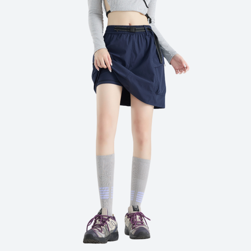 Women's cargo skort with built-in shorts - navy cargo skort with built-in shorts, for camping and outdoor weekends