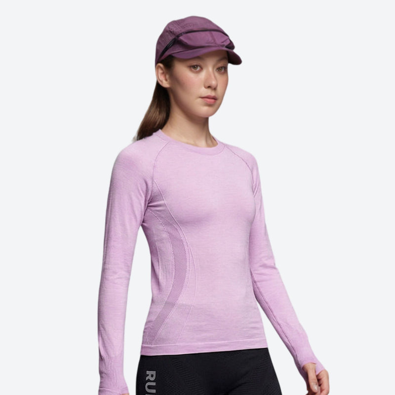 Unisex 17.5 micron merino wool baselayer tee - lavender merino wool baselayer long-sleeve on women