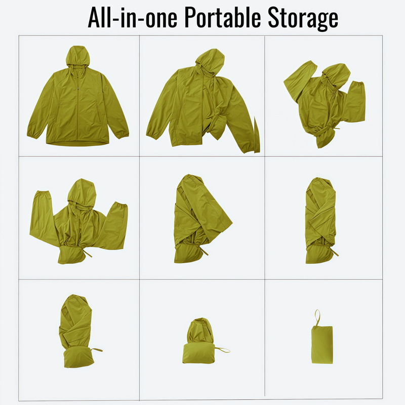 Stain-proof hooded sun jacket for outdoor - neon green waterproof sun jacket, for camping and outdoor weekends