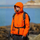 Women's breathable lightweight 3-layer shell with hood - orange hardshell jacket, for cold-weather winter sports