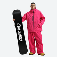 
                  
                    Men's waterproof 2L snow jacket and pants - pink jacket with pink pants, for skiing and snowboarding
                  
                