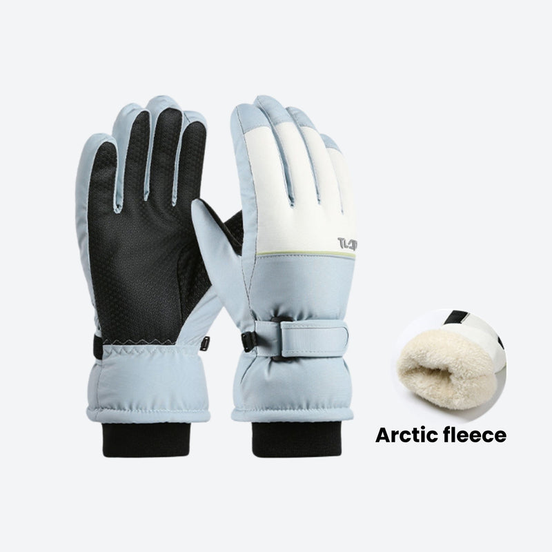 Kids' waterproof snow gloves with zip pocket - kids snow gloves with arctic fleece, for winter mountain trips