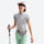 Women's slimming-panel half-zip trail tee - gray quick-dry tee with slimming panels, for sunny-weather trekking