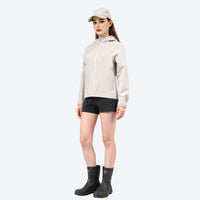 
                  
                    Women's breathable 3-layer shell with waist cinching fit - white hardshell jacket, for cold-weather outdoor wear
                  
                