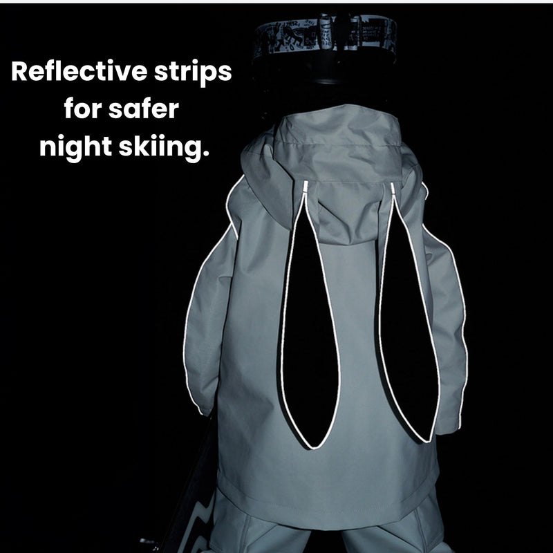 Kids breathable 2-layer ski set with reflective strips - gray, for cold-weather winter sports