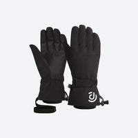 
                  
                    Water-repellent ski gloves in prints and solids - black touchscreen snow gloves, pair front view, for snow sports weekends
                  
                