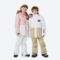 
                  
                    Kids breathable 2-layer colorblock ski suit - pink white colorblock kids jacket, for cold-weather winter sports
                  
                