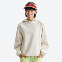 
                  
                    Effortless-style hooded pullover for outdoor - cream hooded mid-layer pullover on women with visor, for travel and city walks
                  
                