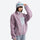Soft wavy fleece jacket with contrast chest pocket - lavender wavy fleece mid-layer jacket on women with beanie and goggles
