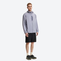 
                  
                    UPF100 featherlight hooded sun jacket - light gray purple featherlight sun jacket on men, for cycling and commuting
                  
                